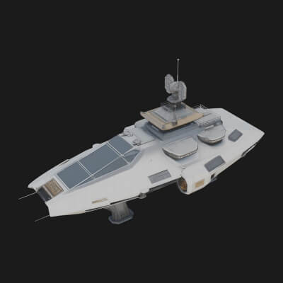 Sci Fi Patrol Boat Model Design 4 3D Print Model