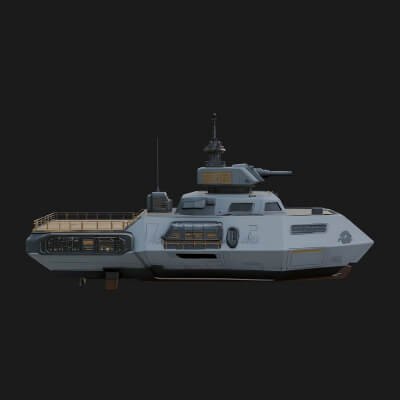 Sci Fi Patrol Boat Model Design 5 3D Print Model