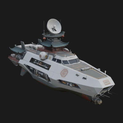 Sci-Fi Patrol Boat Model Design 6 3D Print Model