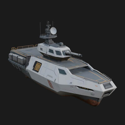 Sci-Fi Patrol Boat Model Design 7 3D Print Model