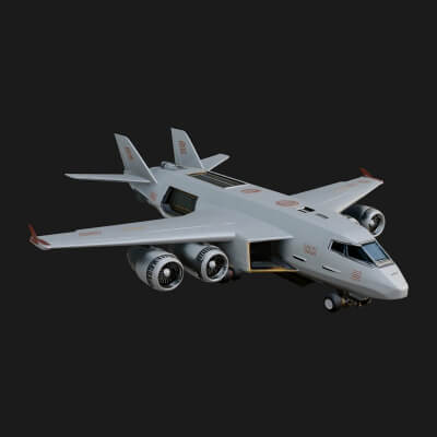 Sci Fi Transport Plane Model Design 2 3D Print Model