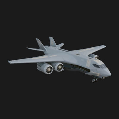Sci Fi Transport Plane Model Design 3 3D Print Model