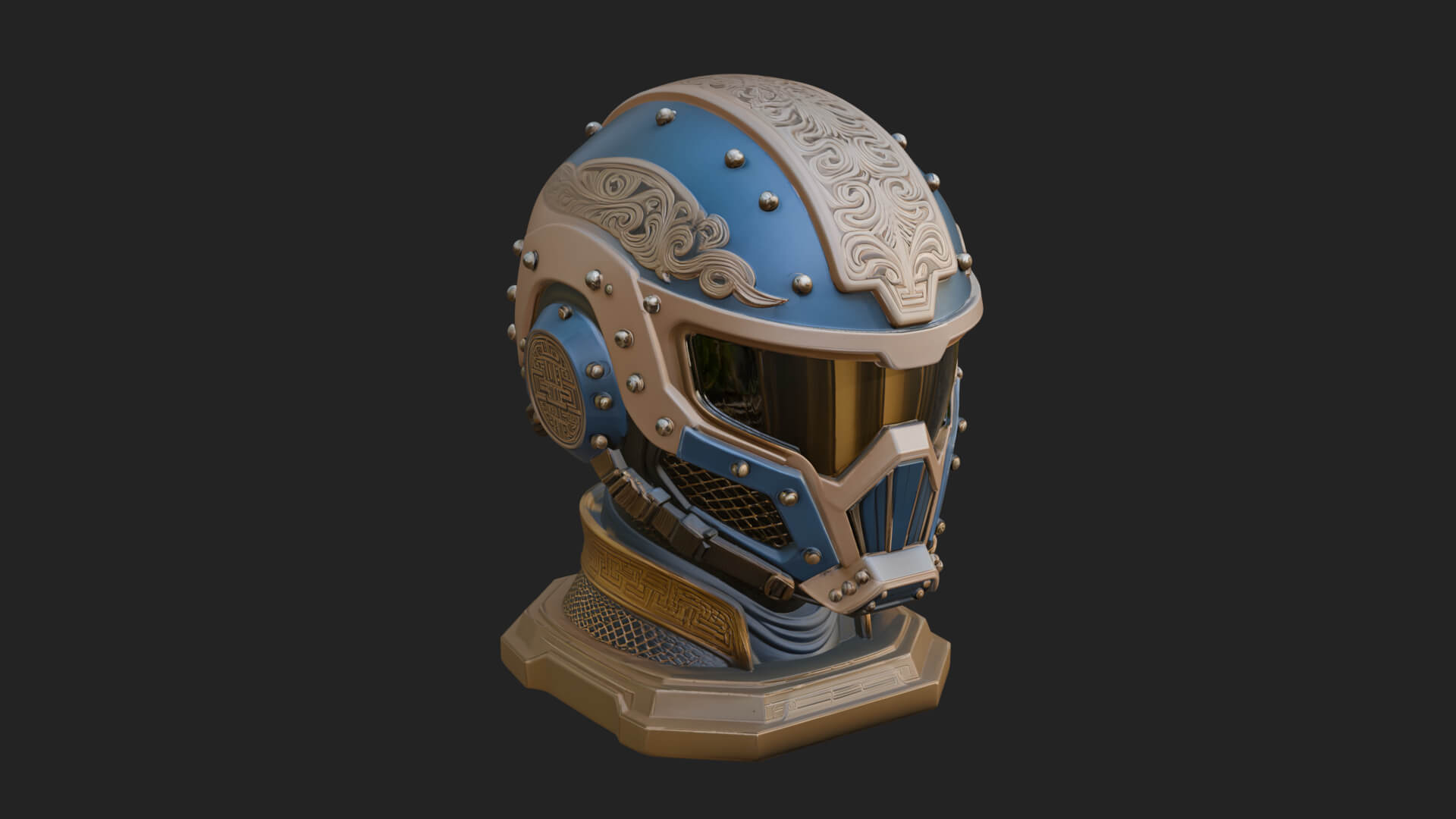 Sci Fi Visor Helmet Statue Design 1 3D Print Model 3D Model