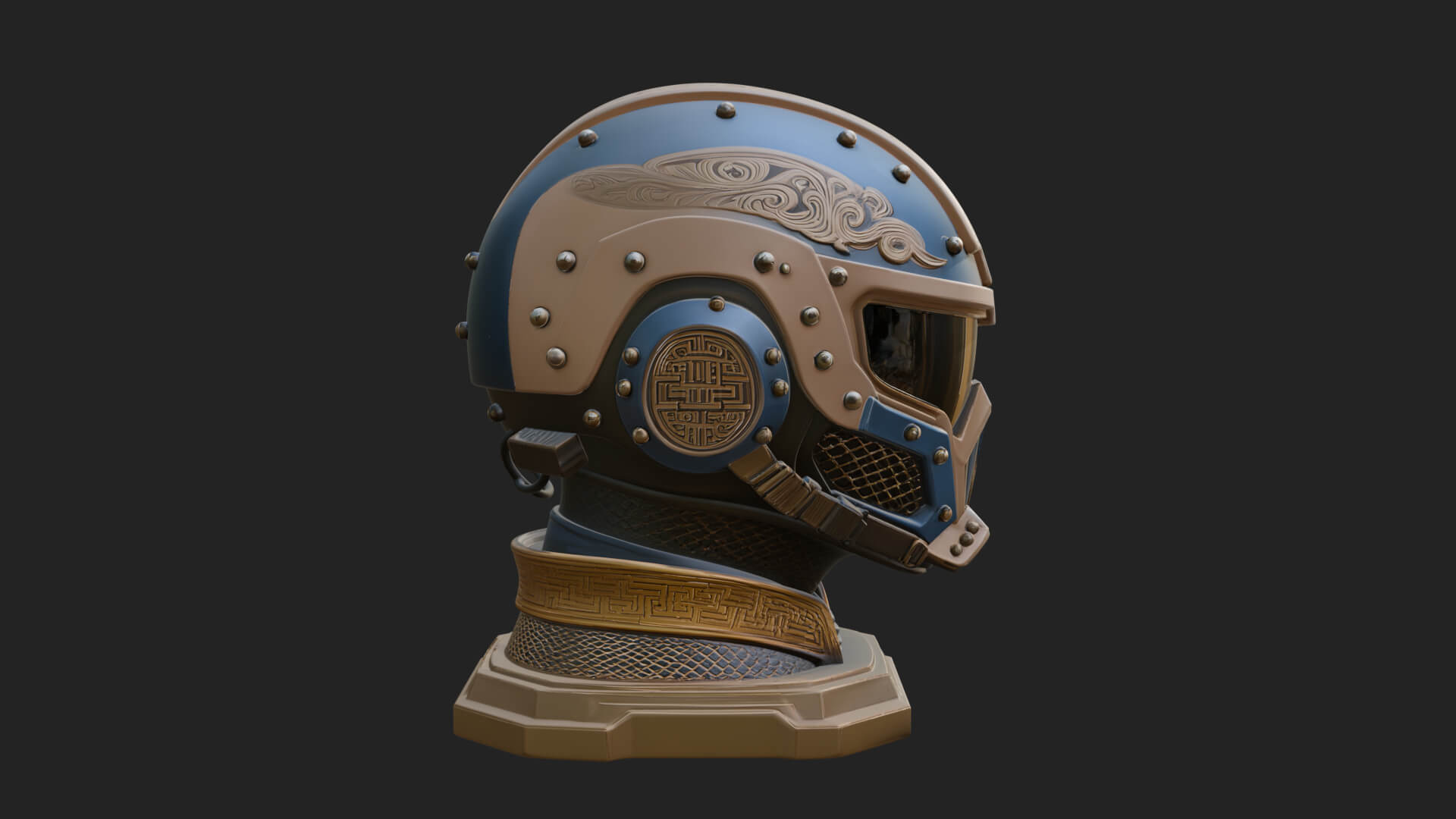 Sci Fi Visor Helmet Statue Design 1 3D Print Model 3D Model
