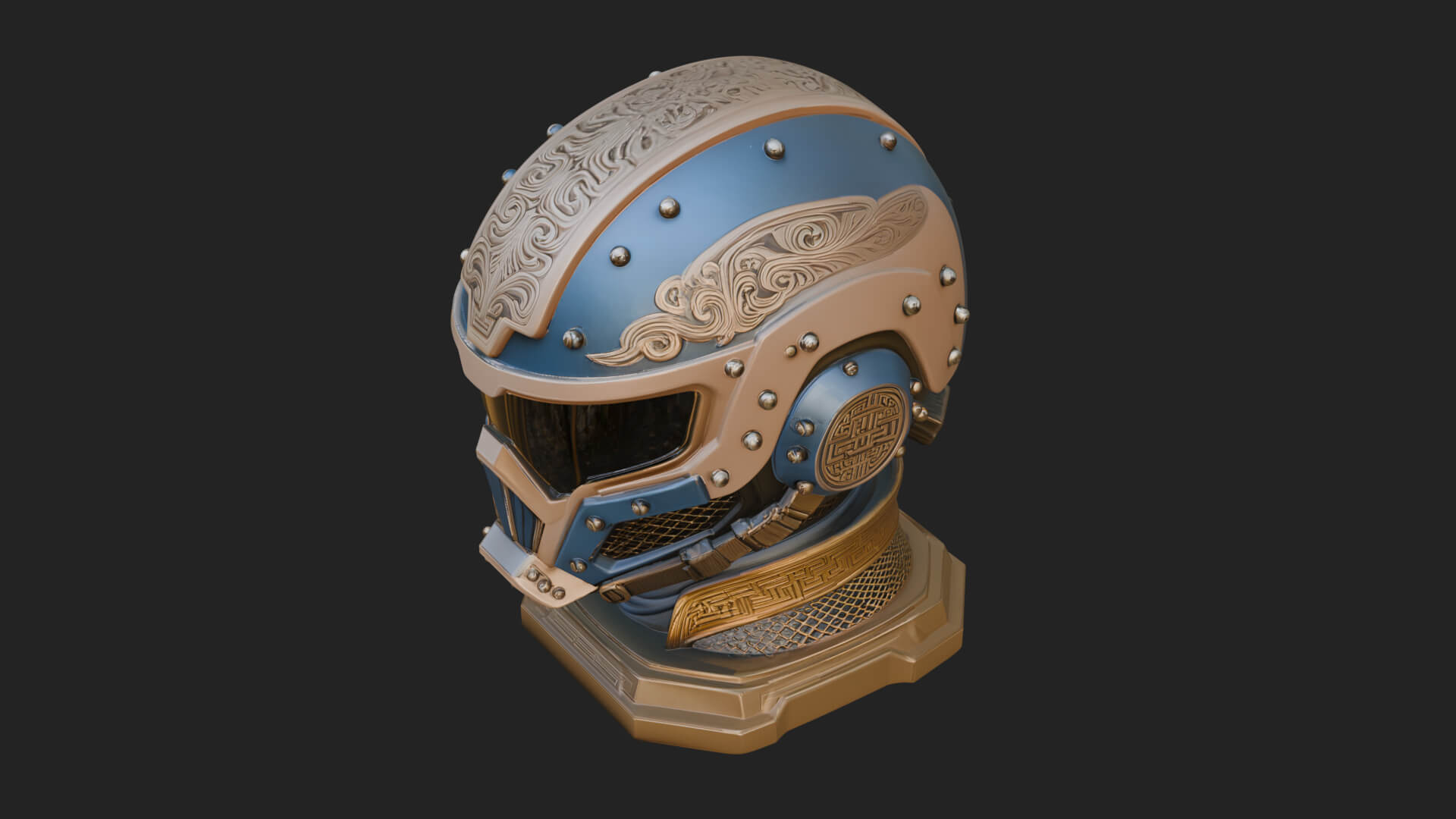 Sci Fi Visor Helmet Statue Design 1 3D Print Model 3D Model