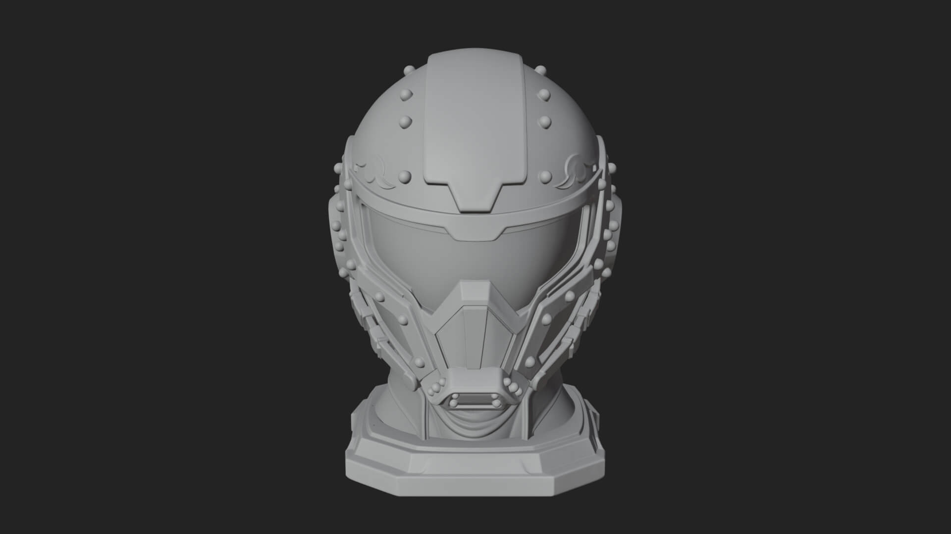 Sci Fi Visor Helmet Statue Design 1 3D Print Model 3D Model