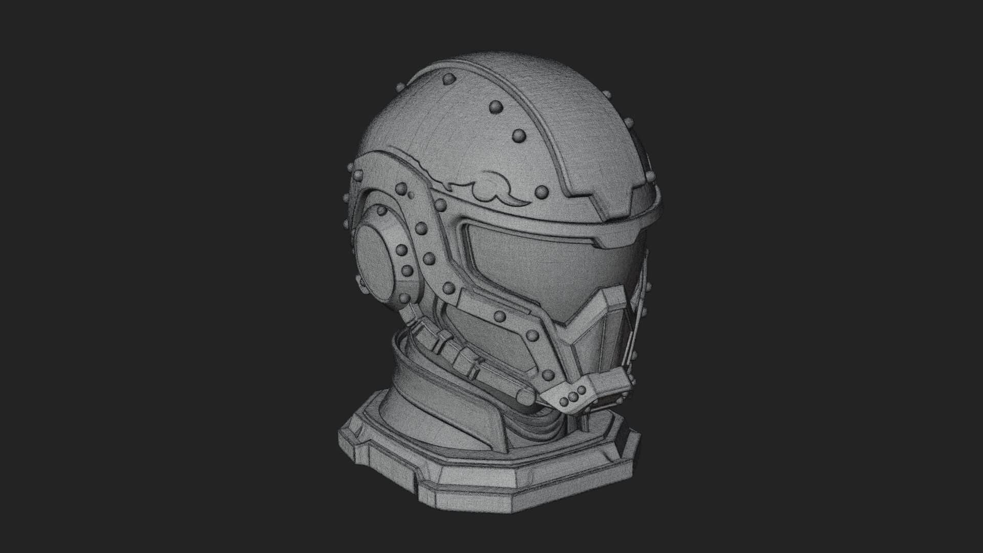 Sci Fi Visor Helmet Statue Design 1 3D Print Model 3D Model