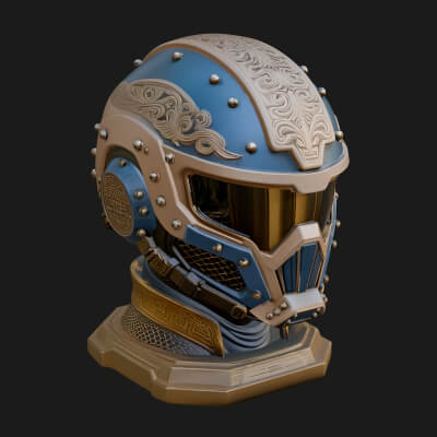 Sci Fi Visor Helmet Statue Design 1 3D Print Model