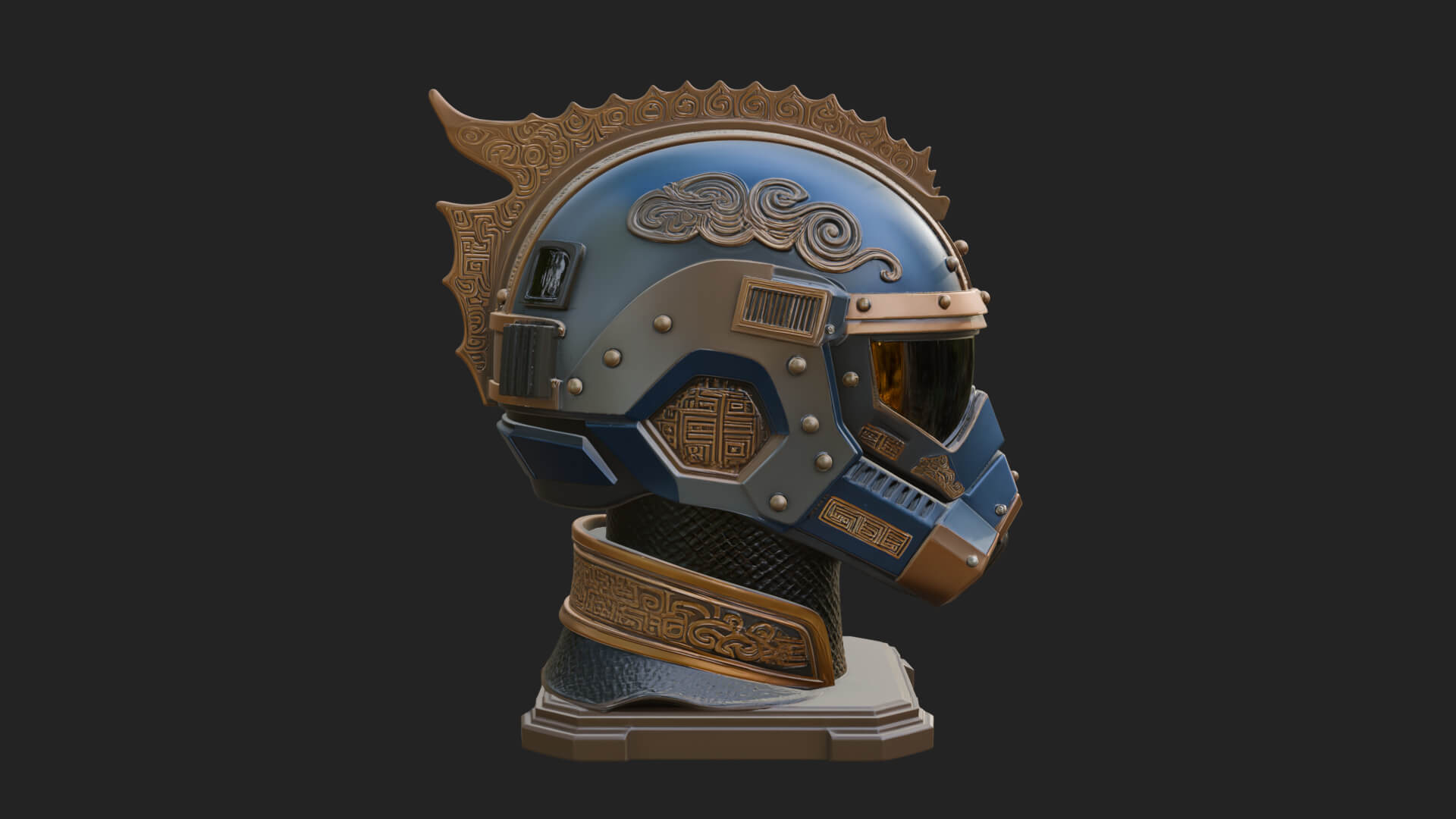 Sci Fi Visor Helmet Statue Design 2 3D Print Model 3D Model