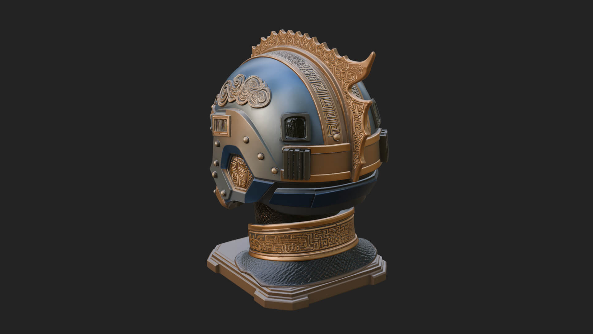 Sci Fi Visor Helmet Statue Design 2 3D Print Model 3D Model