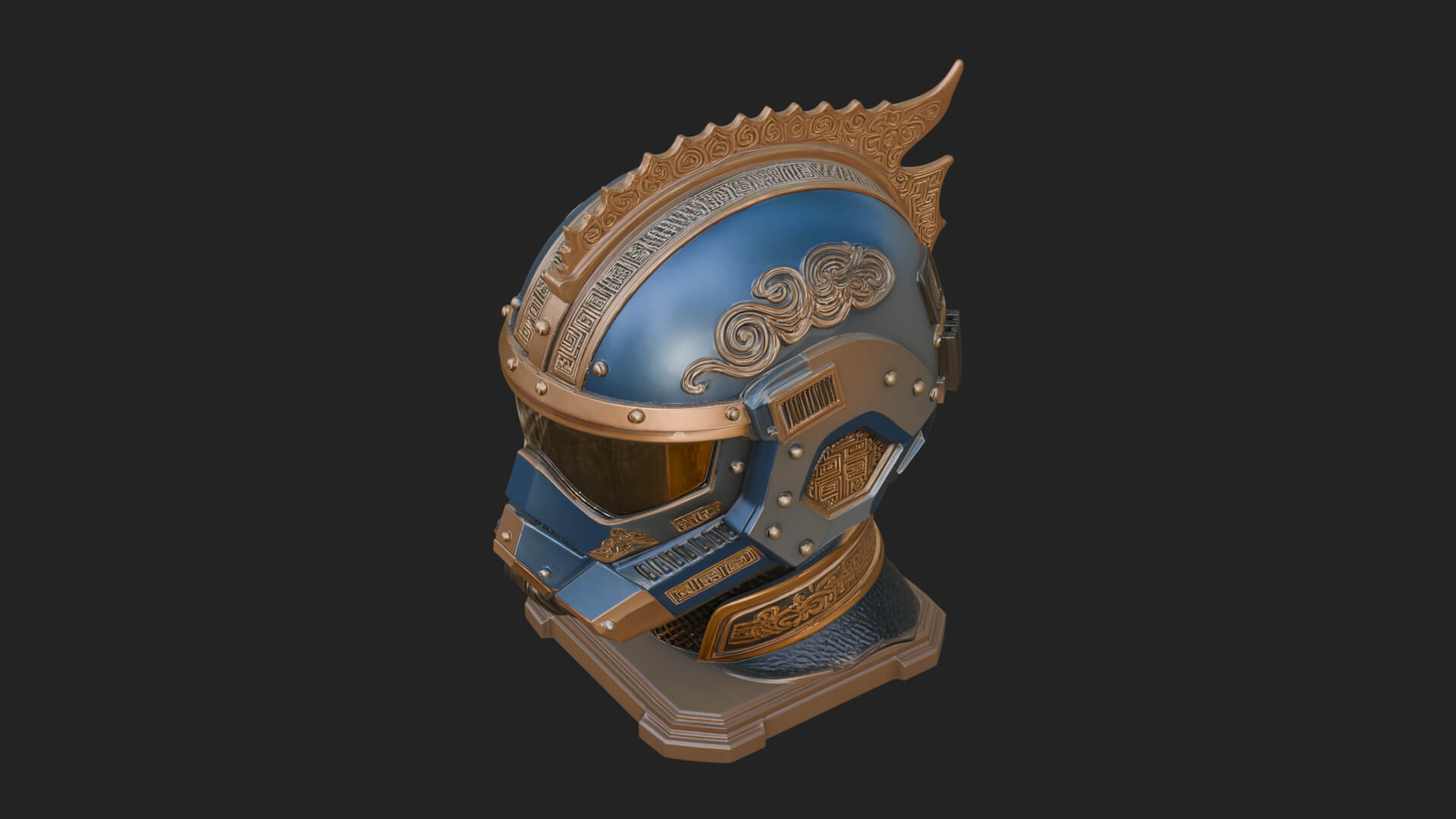 Sci Fi Visor Helmet Statue Design 2 3D Print Model 3D Model