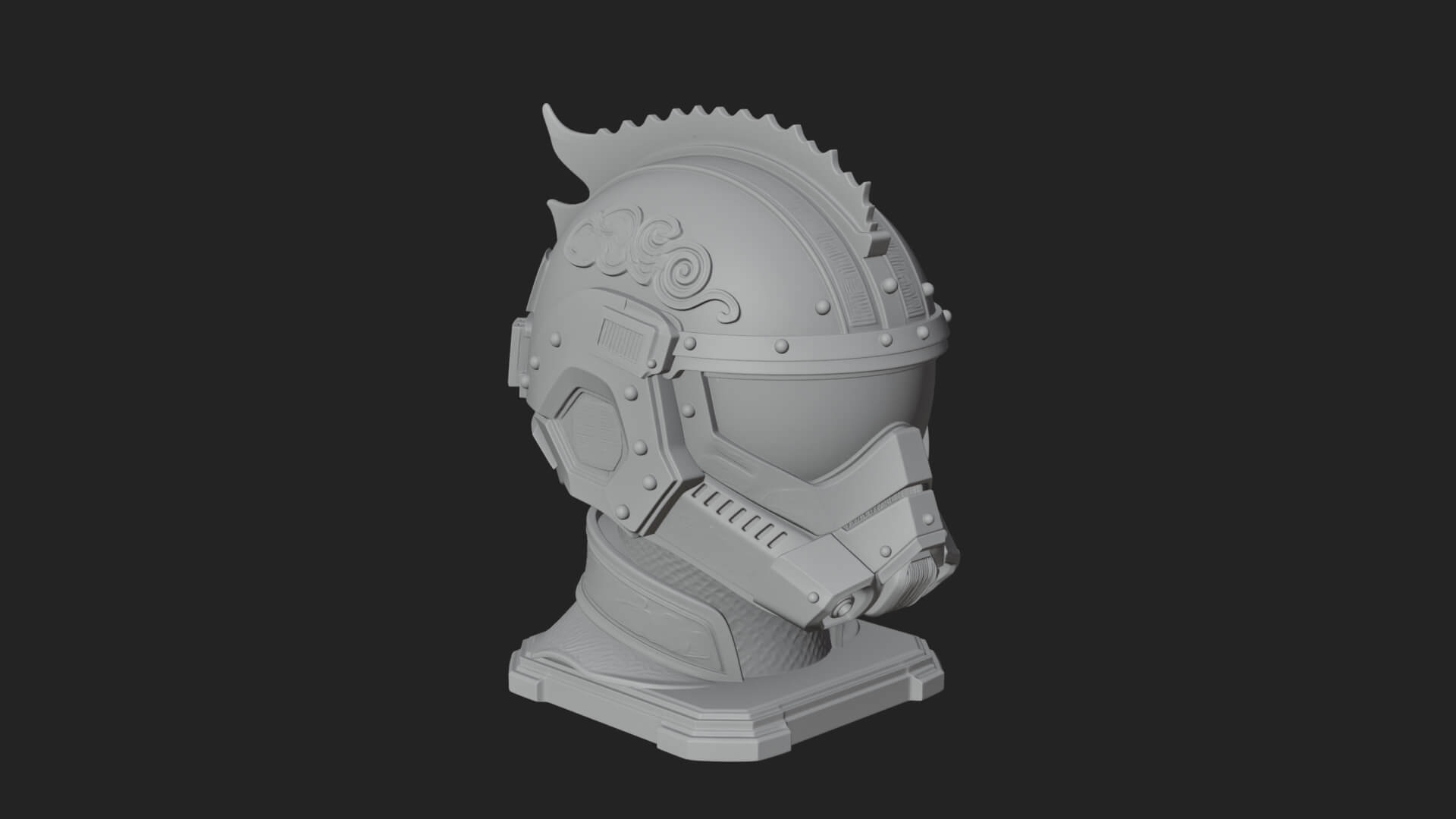 Sci Fi Visor Helmet Statue Design 2 3D Print Model 3D Model
