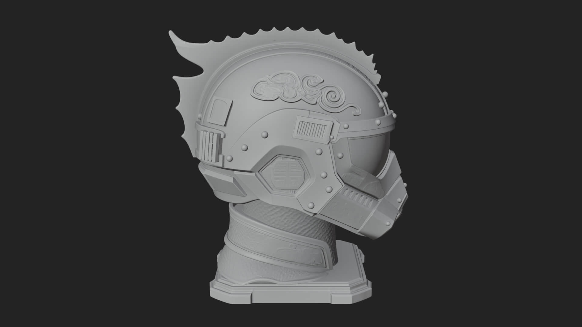 Sci Fi Visor Helmet Statue Design 2 3D Print Model 3D Model