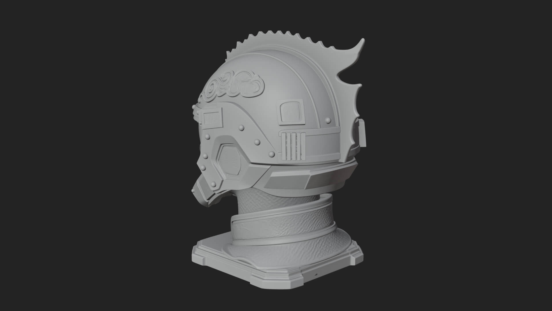 Sci Fi Visor Helmet Statue Design 2 3D Print Model 3D Model
