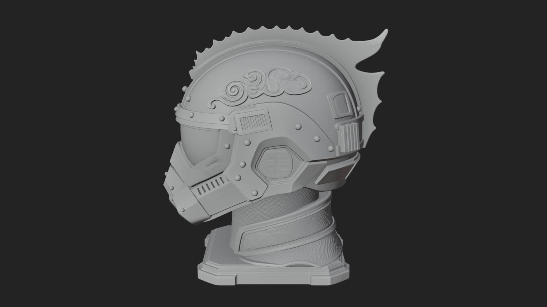 Sci Fi Visor Helmet Statue Design 2 3D Print Model 3D Model