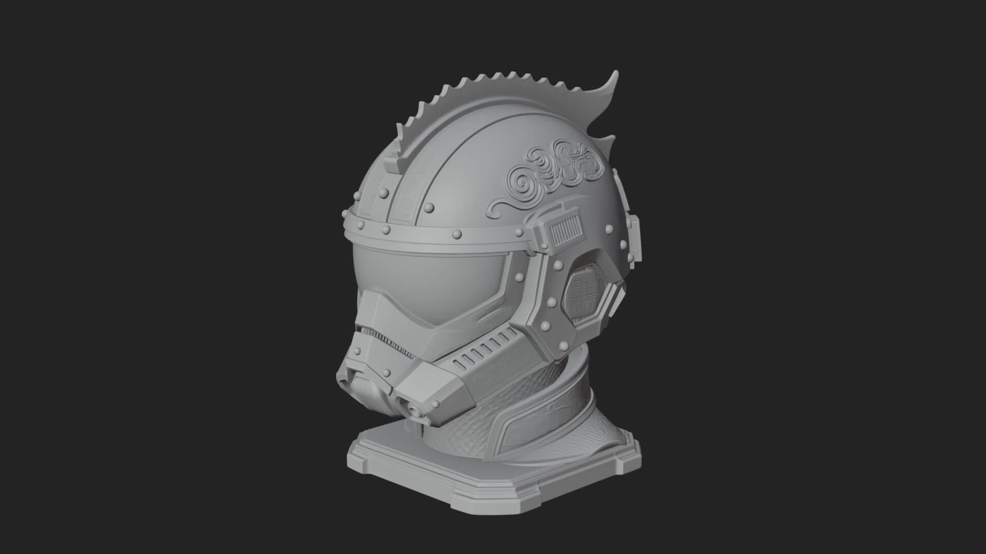 Sci Fi Visor Helmet Statue Design 2 3D Print Model 3D Model
