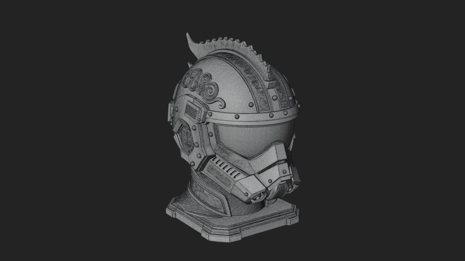 Sci Fi Visor Helmet Statue Design 2 3D Print Model 3D Model