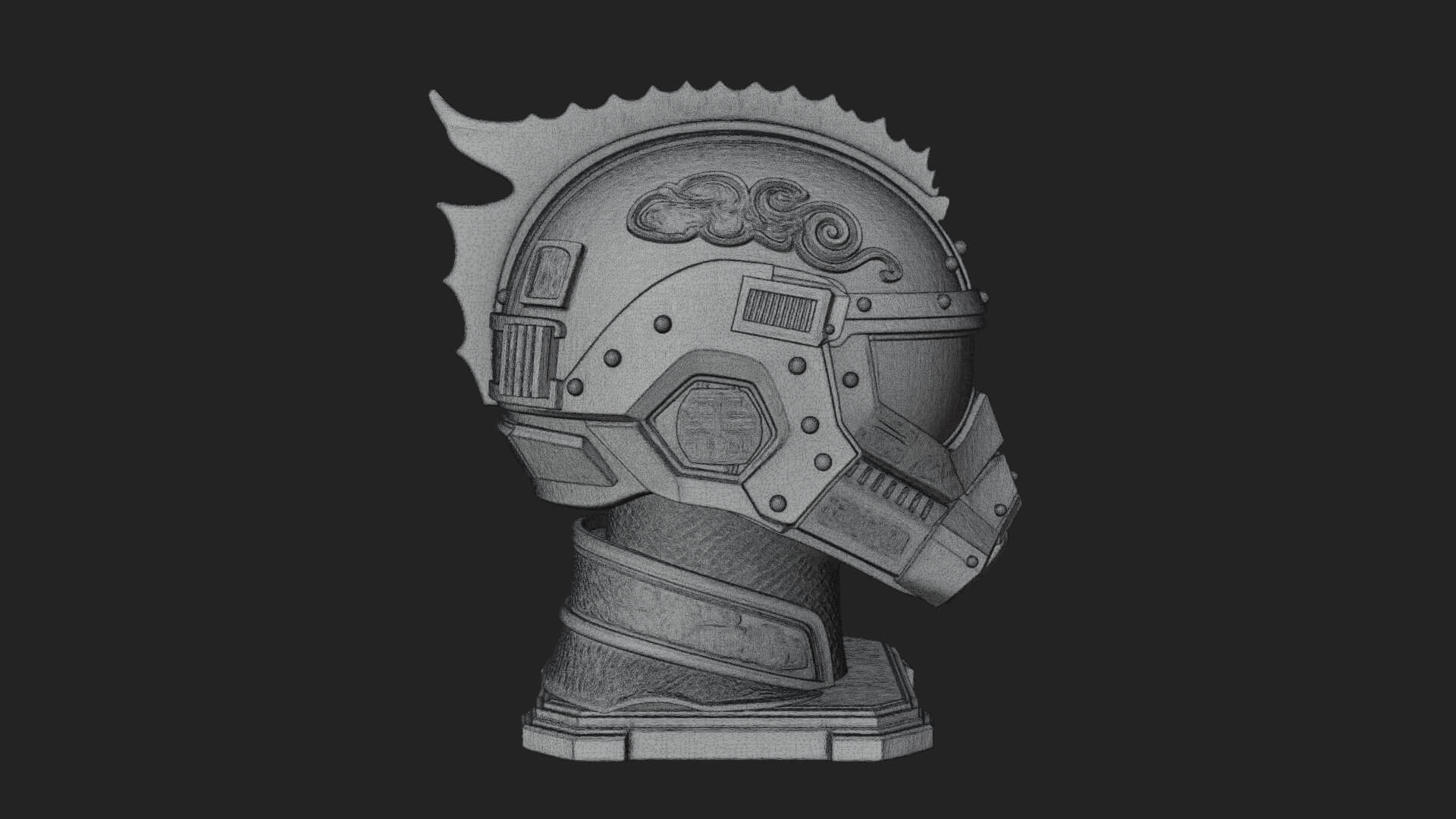 Sci Fi Visor Helmet Statue Design 2 3D Print Model 3D Model