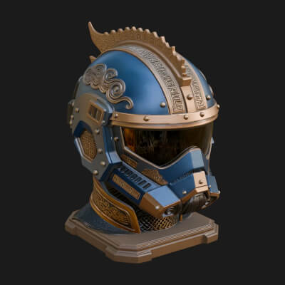 Sci Fi Visor Helmet Statue Design 2 3D Print Model