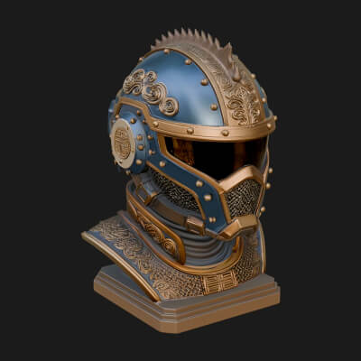 Sci Fi Visor Helmet Statue Design 3 3D Print Model