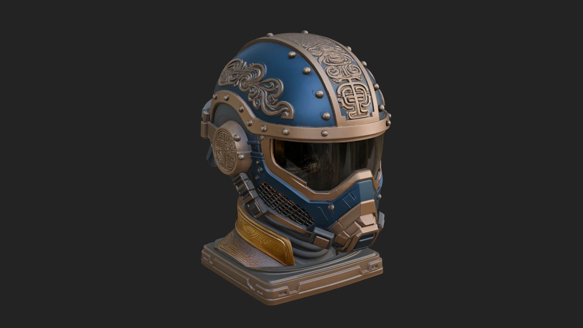 Sci Fi Visor Helmet Statue Design 4 3D Print Model 3D Model