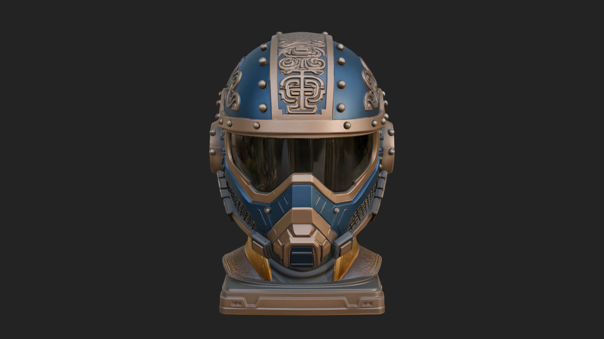 Sci Fi Visor Helmet Statue Design 4 3D Print Model 3D Model