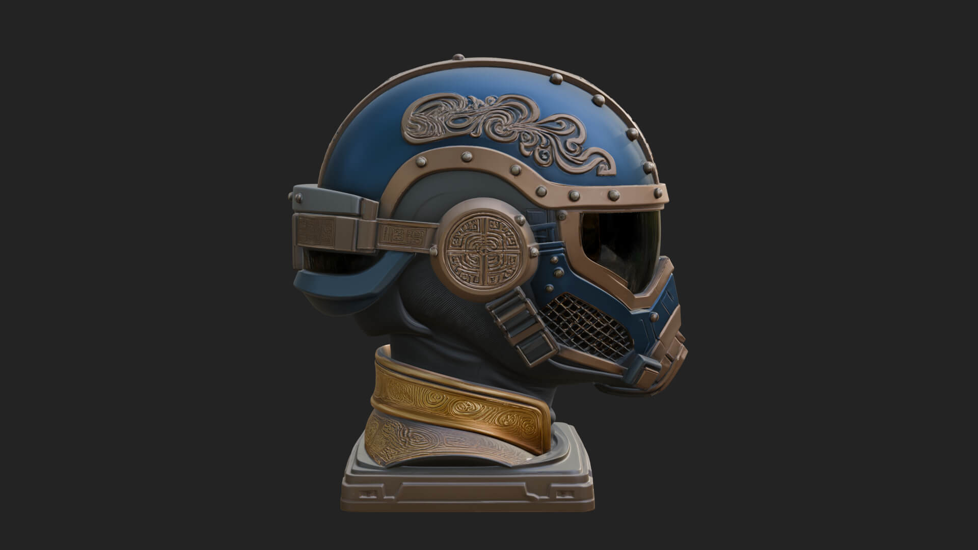 Sci Fi Visor Helmet Statue Design 4 3D Print Model 3D Model