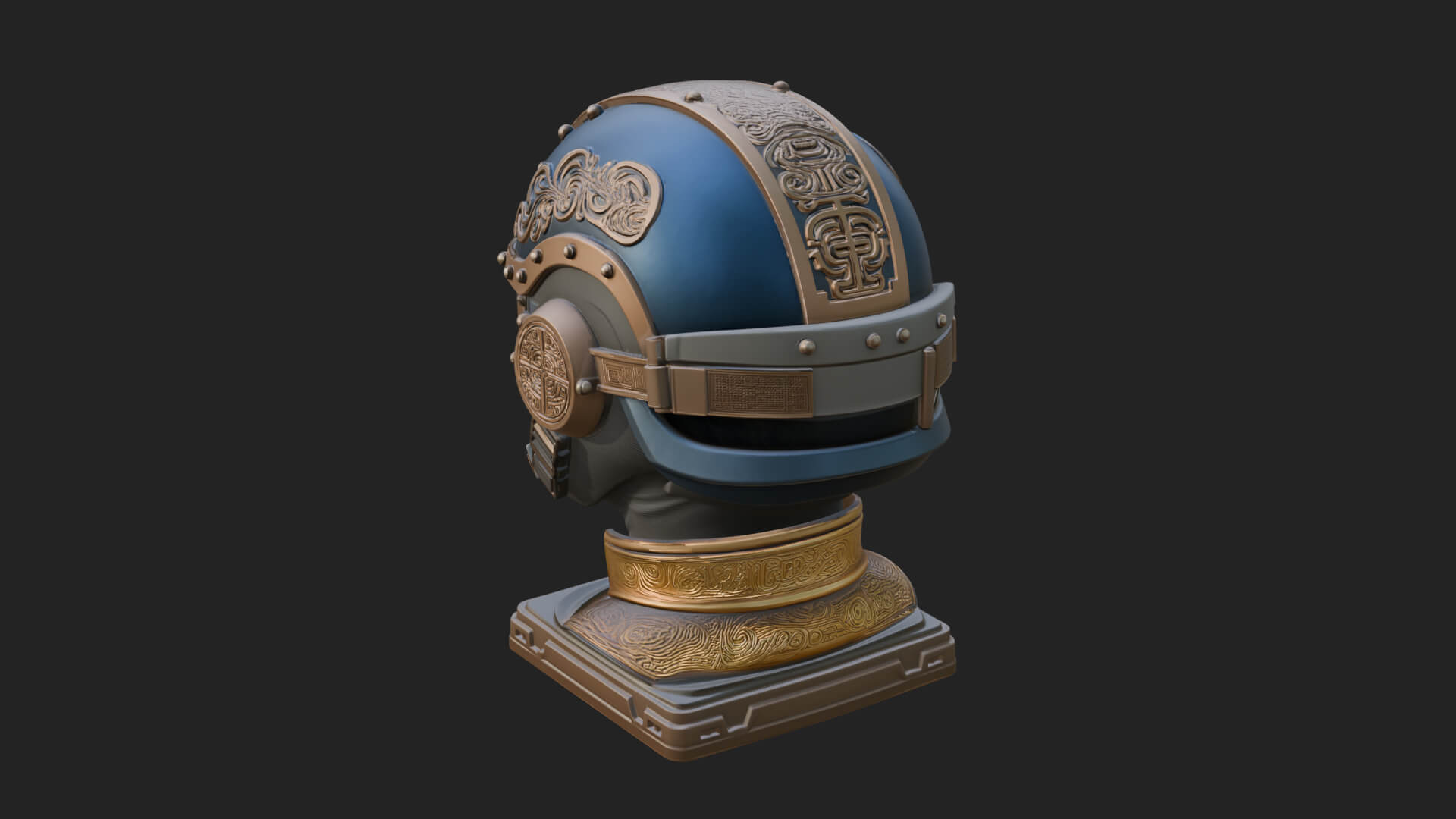 Sci Fi Visor Helmet Statue Design 4 3D Print Model 3D Model