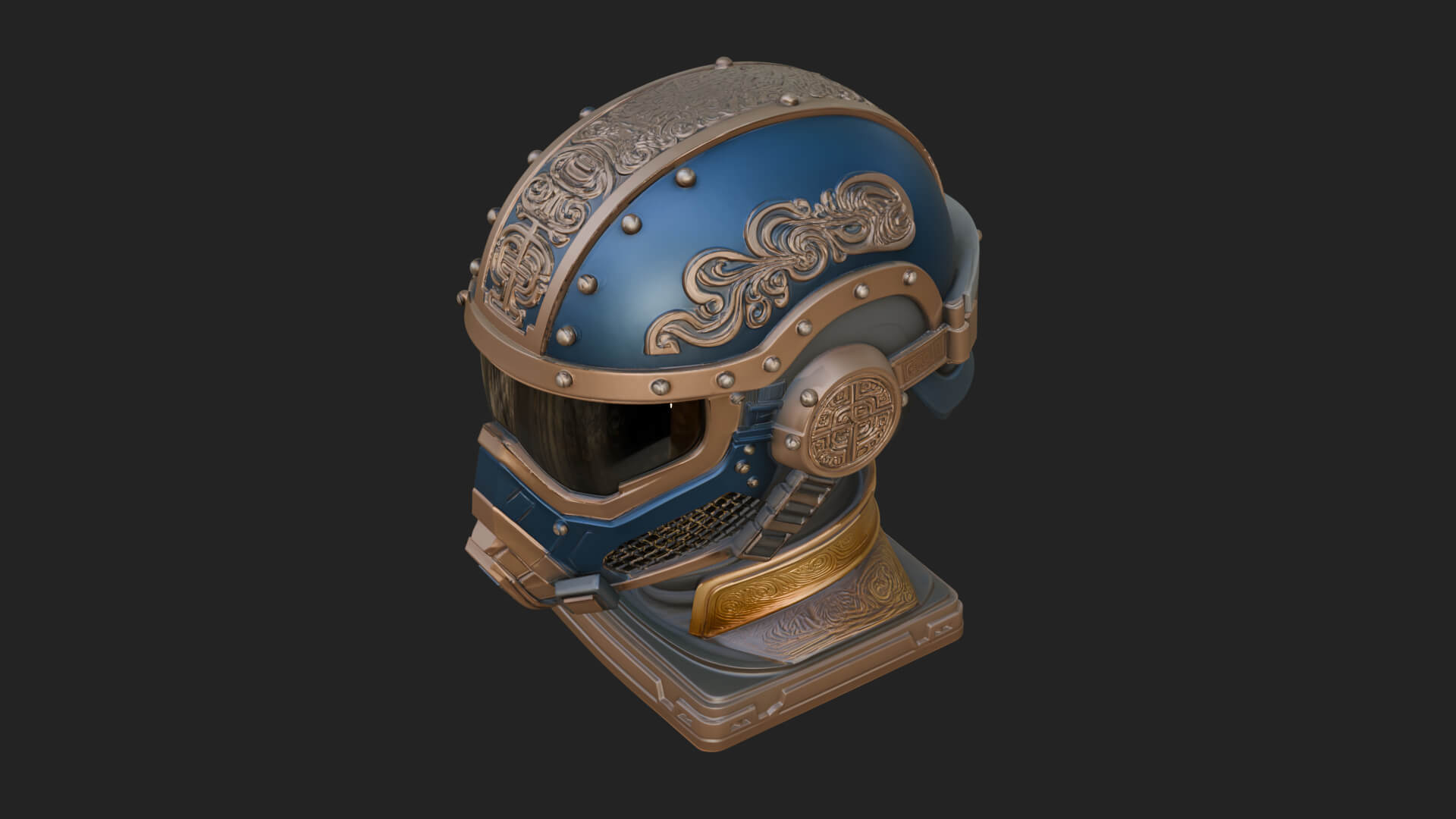 Sci Fi Visor Helmet Statue Design 4 3D Print Model 3D Model