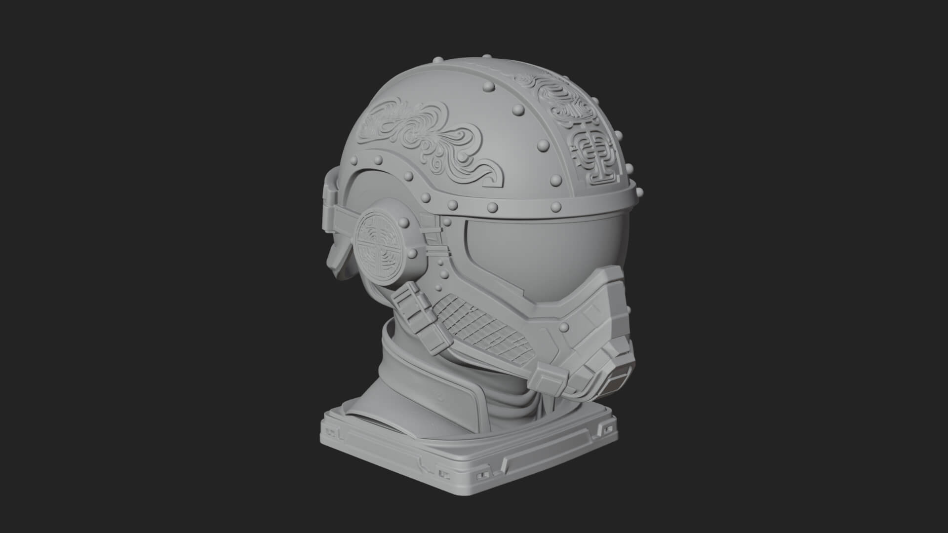Sci Fi Visor Helmet Statue Design 4 3D Print Model 3D Model