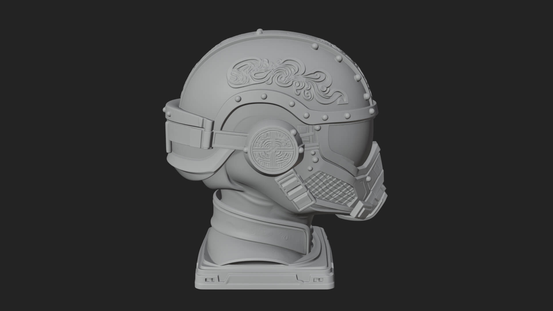 Sci Fi Visor Helmet Statue Design 4 3D Print Model 3D Model