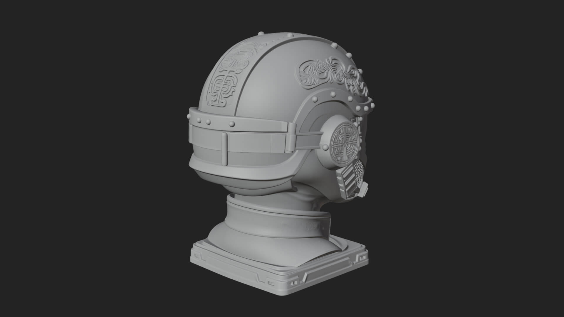 Sci Fi Visor Helmet Statue Design 4 3D Print Model 3D Model