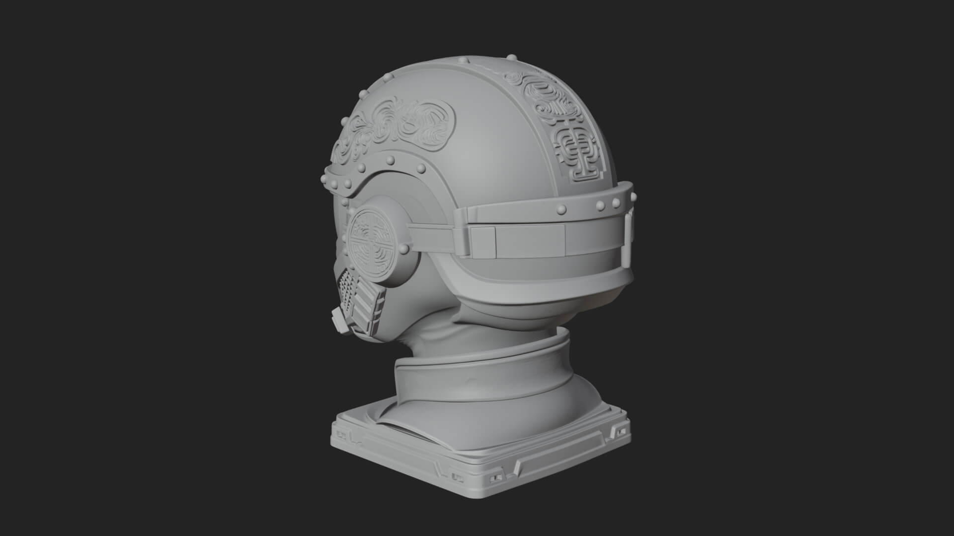 Sci Fi Visor Helmet Statue Design 4 3D Print Model 3D Model