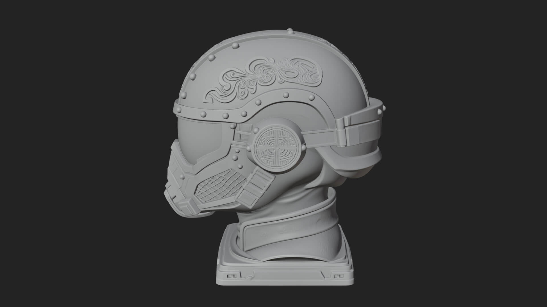 Sci Fi Visor Helmet Statue Design 4 3D Print Model 3D Model