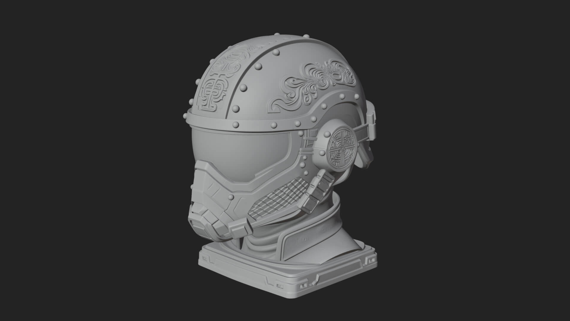 Sci Fi Visor Helmet Statue Design 4 3D Print Model 3D Model