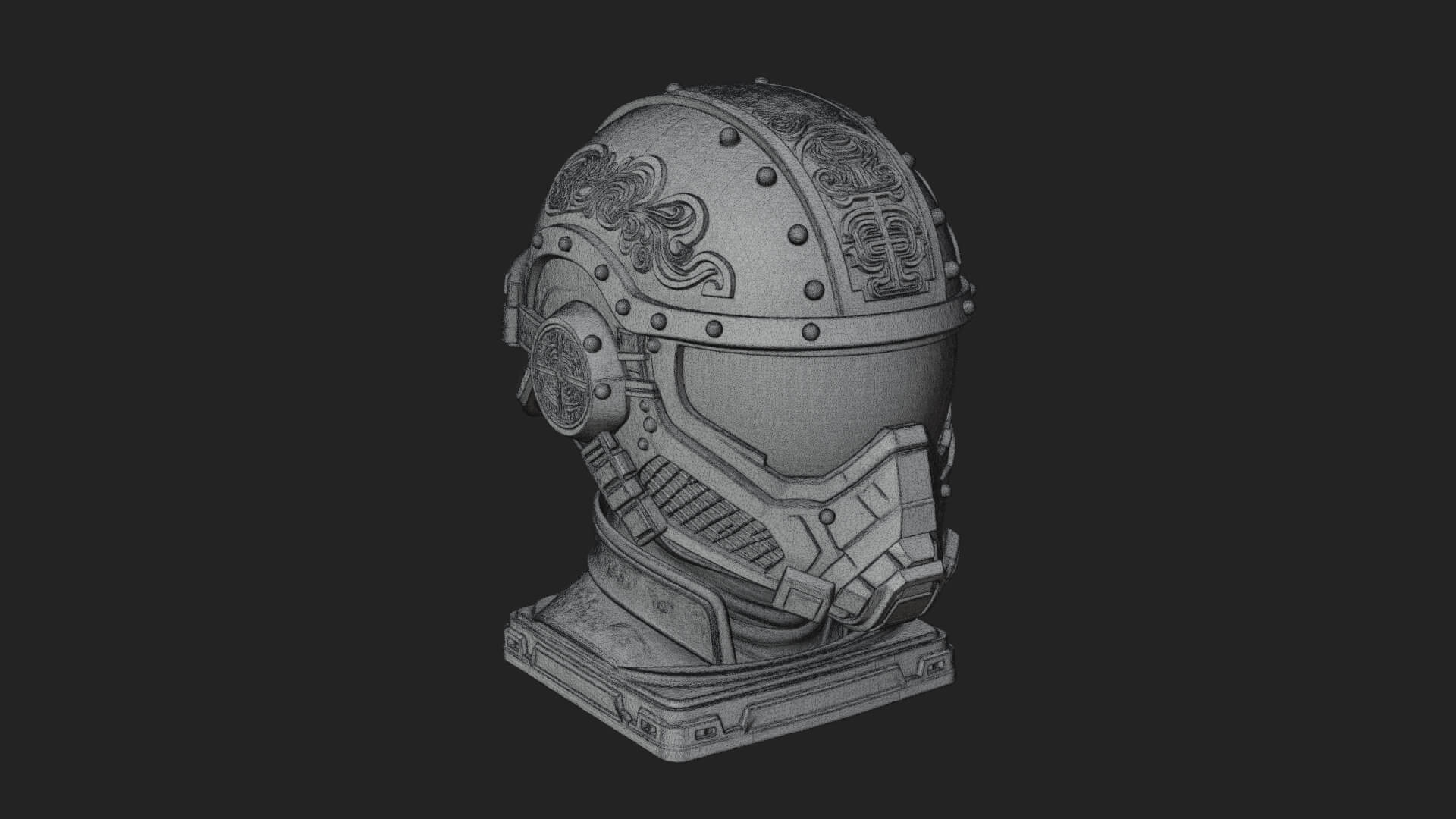 Sci Fi Visor Helmet Statue Design 4 3D Print Model 3D Model