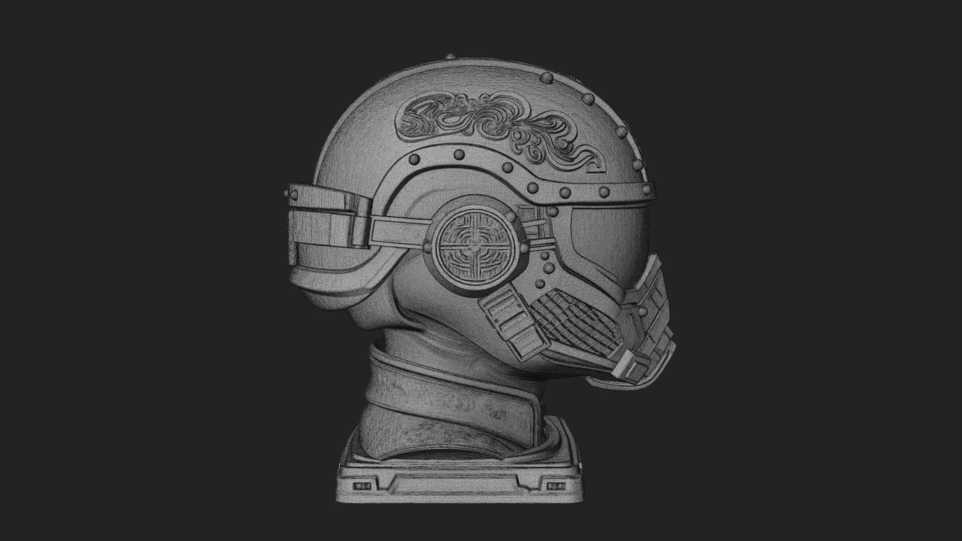 Sci Fi Visor Helmet Statue Design 4 3D Print Model 3D Model