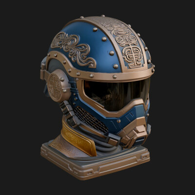 Sci Fi Visor Helmet Statue Design 4 3D Print Model