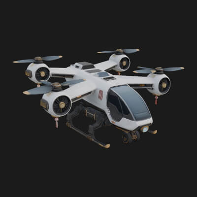 Sci-Fi VTOL Craft Model Design 16 3D Print Model