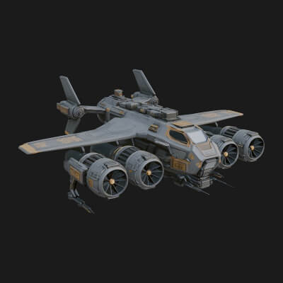 Sci-Fi VTOL Craft Model Design 18 3D Print Model