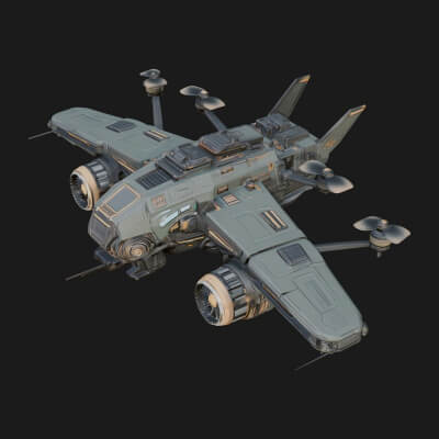 Sci-Fi VTOL Craft Model Design 32 3D Print Model