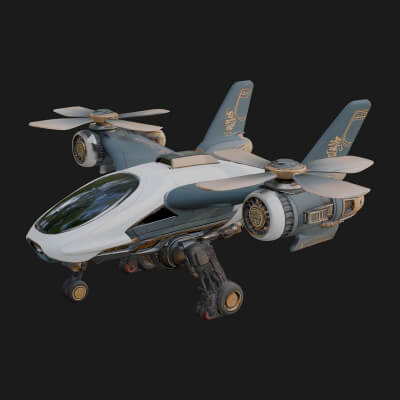 Sci Fi VTOL Craft Model Design 4 3D Print Model