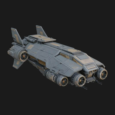 Sci Fi VTOL Craft Model Design 6 3D Print Model