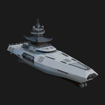 Sci Fi Warship Model Design 18 3D Print Model