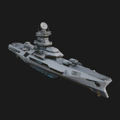 Sci Fi Warship Model Design 2 3D Print Model