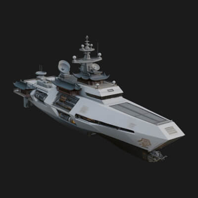 Sci Fi Warship Model Design 23 3D Print Model