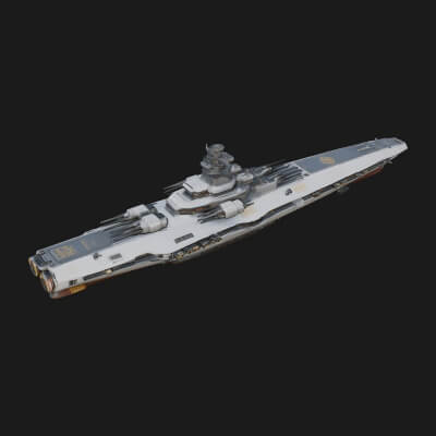 Sci Fi Warship Model Design 25 3D Print Model