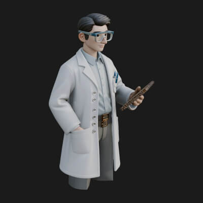 Scientist Man Statue Design 1 3D Print Model