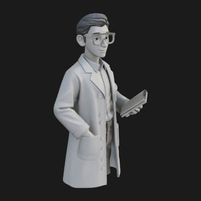 Scientist Man Statue Design 2 3D Print Model