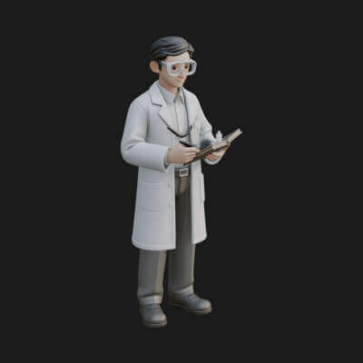 Scientist Man Statue Design 3 3D Print Model